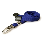navy blue plain lanyard with a metal hook and plastic breakaway