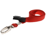 red plain lanyard with a metal hook and plastic breakaway