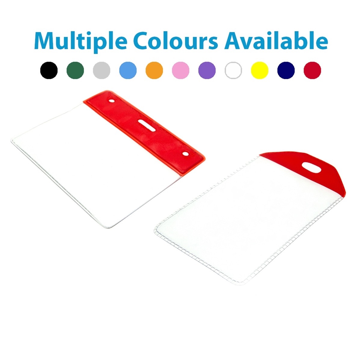 red top id card wallet in landscape and portrait showing multiple colours available