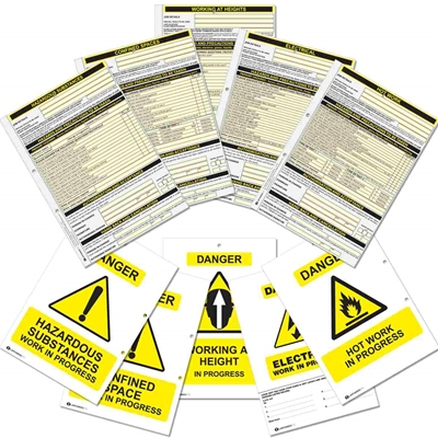 printed paper permits to work showing the different versions available